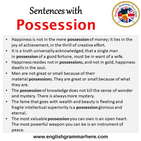 possesion|meaning of possession in a sentence.